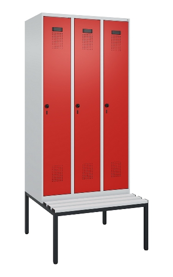 C+P Spind Evolo PLUS 0490507-12 mit Bank 1 Abt.400mm Drehriegel (HxBxT) 2120x400x815mm 7035/6011