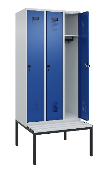 C+P Spind Evolo PLUS 0490507-12 mit Bank 1 Abt.400mm Drehriegel (HxBxT) 2120x400x815mm 7035/6011