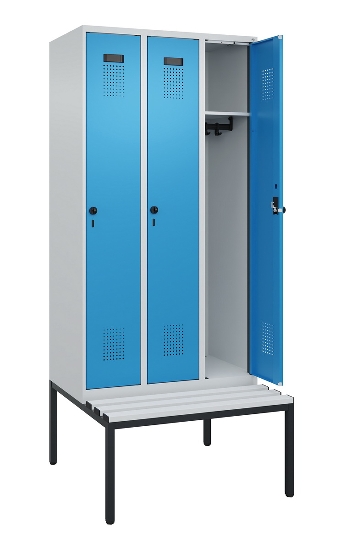 C+P Spind Evolo PLUS 0490507-12 mit Bank 1 Abt.400mm Drehriegel (HxBxT) 2120x400x815mm 7035/6011