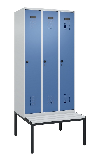 C+P Spind Evolo PLUS 0490507-12 mit Bank 1 Abt.400mm Drehriegel (HxBxT) 2120x400x815mm 7035/6011