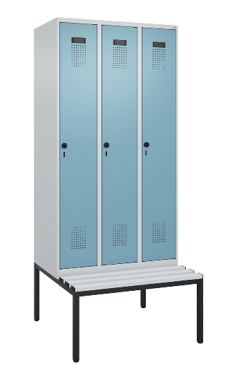 C+P Spind Evolo PLUS 0490507-12 mit Bank 1 Abt.400mm Drehriegel (HxBxT) 2120x400x815mm 7035/6011