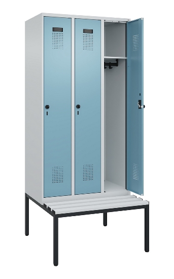 C+P Spind Evolo PLUS 0490507-12 mit Bank 1 Abt.400mm Drehriegel (HxBxT) 2120x400x815mm 7035/6011