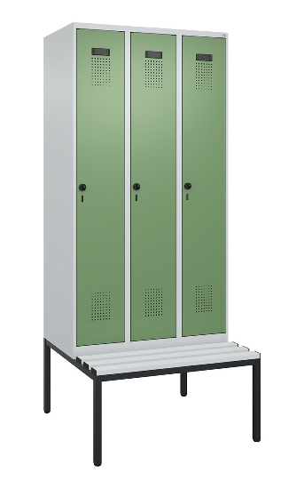 C+P Spind Evolo PLUS 0490507-12 mit Bank 1 Abt.400mm Drehriegel (HxBxT) 2120x400x815mm 7035/6011