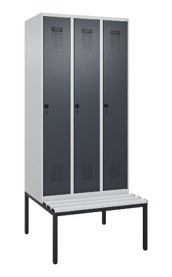 C+P Spind Evolo PLUS 0490507-12 mit Bank 1 Abt.400mm Drehriegel (HxBxT) 2120x400x815mm 7035/6011