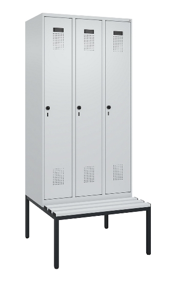 C+P Spind Evolo PLUS 0490507-12 mit Bank 1 Abt.400mm Drehriegel (HxBxT) 2120x400x815mm 7035/6011