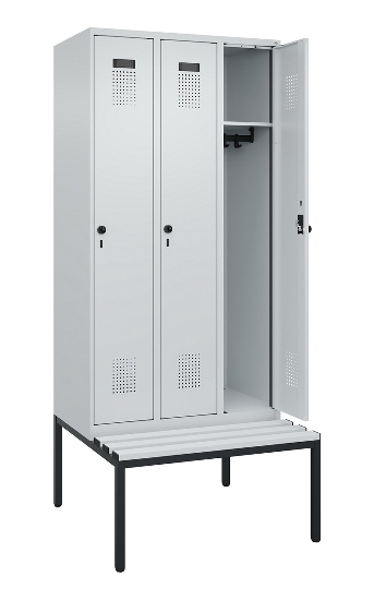 C+P Spind Evolo PLUS 0490507-12 mit Bank 1 Abt.400mm Drehriegel (HxBxT) 2120x400x815mm 7035/6011