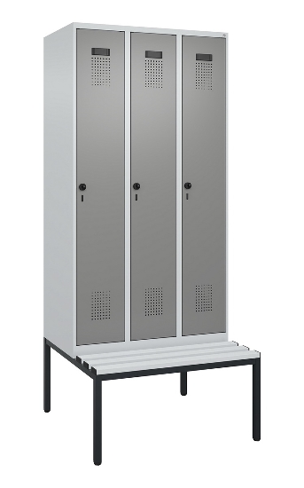 C+P Spind Evolo PLUS 0490507-12 mit Bank 1 Abt.400mm Drehriegel (HxBxT) 2120x400x815mm 7035/6011