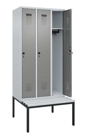 C+P Spind Evolo PLUS 0490507-12 mit Bank 1 Abt.400mm Drehriegel (HxBxT) 2120x400x815mm 7035/6011