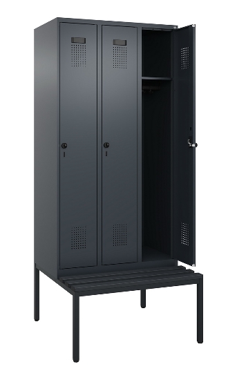 C+P Spind Evolo PLUS 0490507-12 mit Bank 1 Abt.400mm Drehriegel (HxBxT) 2120x400x815mm 7035/6011