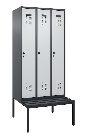 C+P Spind Evolo PLUS 0490507-12 mit Bank 1 Abt.400mm Drehriegel (HxBxT) 2120x400x815mm 7035/6011