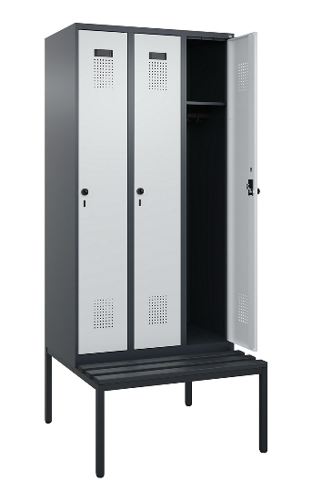 C+P Spind Evolo PLUS 0490507-12 mit Bank 1 Abt.400mm Drehriegel (HxBxT) 2120x400x815mm 7035/6011
