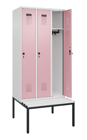 C+P Spind Evolo PLUS 0490507-12 mit Bank 1 Abt.400mm Drehriegel (HxBxT) 2120x400x815mm 7035/6011
