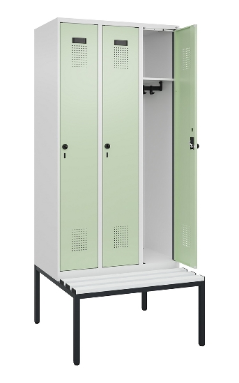 C+P Spind Evolo PLUS 0490507-12 mit Bank 1 Abt.400mm Drehriegel (HxBxT) 2120x400x815mm 7035/6011