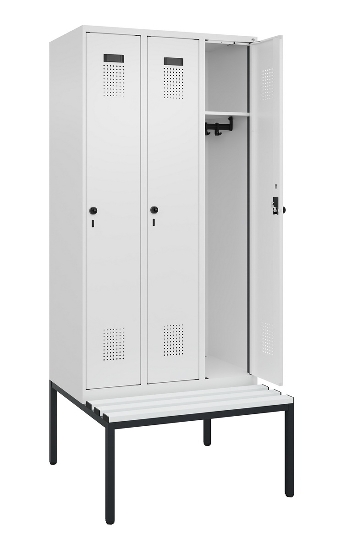 C+P Spind Evolo PLUS 0490507-12 mit Bank 1 Abt.400mm Drehriegel (HxBxT) 2120x400x815mm 7035/6011