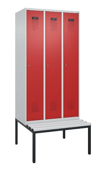 C+P Spind Evolo PLUS 0490507-12 mit Bank 1 Abt.400mm Drehriegel (HxBxT) 2120x400x815mm 7035/6011