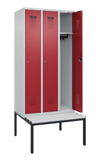 C+P Spind Evolo PLUS 0490507-12 mit Bank 1 Abt.400mm Drehriegel (HxBxT) 2120x400x815mm 7035/6011