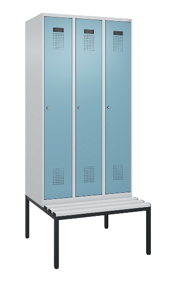 C+P Spind Evolo PLUS 0490507-12 mit Bank 1 Abt.400mm Drehriegel (HxBxT) 2120x400x815mm 7035/6011