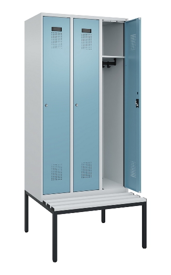 C+P Spind Evolo PLUS 0490507-12 mit Bank 1 Abt.400mm Drehriegel (HxBxT) 2120x400x815mm 7035/6011