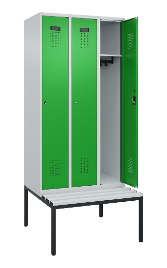 C+P Spind Evolo PLUS 0490507-12 mit Bank 1 Abt.400mm Drehriegel (HxBxT) 2120x400x815mm 7035/6011