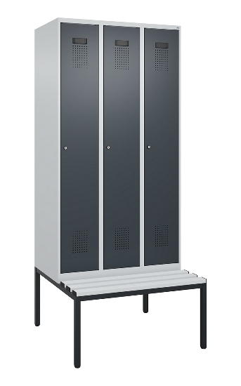 C+P Spind Evolo PLUS 0490507-12 mit Bank 1 Abt.400mm Drehriegel (HxBxT) 2120x400x815mm 7035/6011