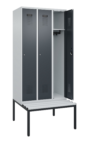 C+P Spind Evolo PLUS 0490507-12 mit Bank 1 Abt.400mm Drehriegel (HxBxT) 2120x400x815mm 7035/6011