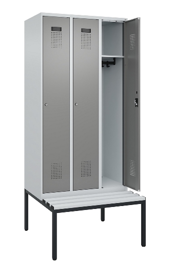 C+P Spind Evolo PLUS 0490507-12 mit Bank 1 Abt.400mm Drehriegel (HxBxT) 2120x400x815mm 7035/6011