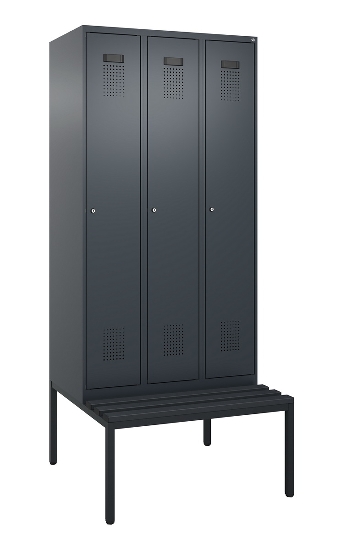 C+P Spind Evolo PLUS 0490507-12 mit Bank 1 Abt.400mm Drehriegel (HxBxT) 2120x400x815mm 7035/6011