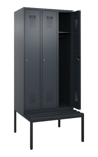 C+P Spind Evolo PLUS 0490507-12 mit Bank 1 Abt.400mm Drehriegel (HxBxT) 2120x400x815mm 7035/6011