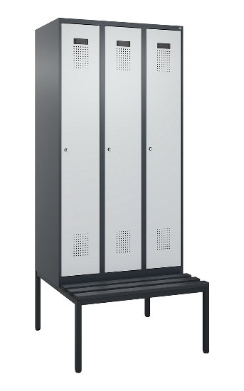 C+P Spind Evolo PLUS 0490507-12 mit Bank 1 Abt.400mm Drehriegel (HxBxT) 2120x400x815mm 7035/6011