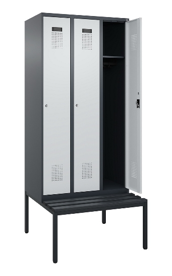 C+P Spind Evolo PLUS 0490507-12 mit Bank 1 Abt.400mm Drehriegel (HxBxT) 2120x400x815mm 7035/6011