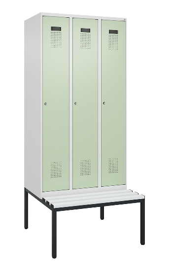 C+P Spind Evolo PLUS 0490507-12 mit Bank 1 Abt.400mm Drehriegel (HxBxT) 2120x400x815mm 7035/6011