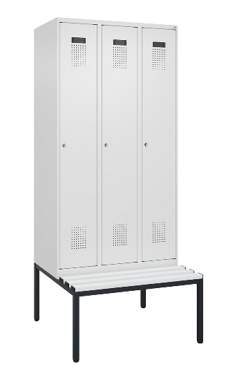 C+P Spind Evolo PLUS 0490507-12 mit Bank 1 Abt.400mm Drehriegel (HxBxT) 2120x400x815mm 7035/6011