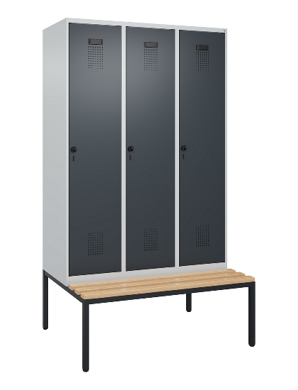 C+P Spind Evolo PLUS 0490507-32 mit Bank 3 Abt.400mm Drehriegel (HxBxT) 2120x1200x815mm 9016/3015