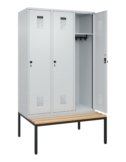 C+P Spind Evolo PLUS 0490507-32 mit Bank 3 Abt.400mm Drehriegel (HxBxT) 2120x1200x815mm 9016/3015