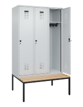 C+P Spind Evolo PLUS 0490507-32 mit Bank 3 Abt.400mm Drehriegel (HxBxT) 2120x1200x815mm 9016/3015