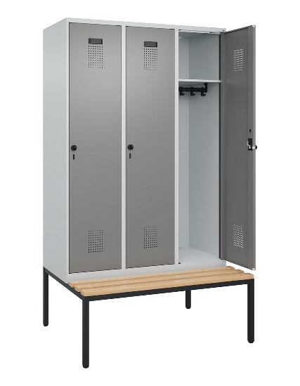 C+P Spind Evolo PLUS 0490507-32 mit Bank 3 Abt.400mm Drehriegel (HxBxT) 2120x1200x815mm 9016/3015