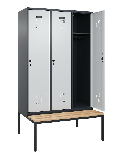 C+P Spind Evolo PLUS 0490507-32 mit Bank 3 Abt.400mm Drehriegel (HxBxT) 2120x1200x815mm 9016/3015