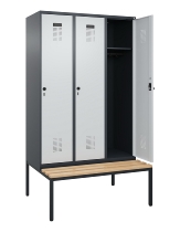 C+P Spind Evolo PLUS 0490507-32 mit Bank 3 Abt.400mm Drehriegel (HxBxT) 2120x1200x815mm 9016/3015