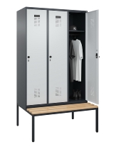 C+P Spind Evolo PLUS 0490507-32 mit Bank 3 Abt.400mm Drehriegel (HxBxT) 2120x1200x815mm 9016/3015