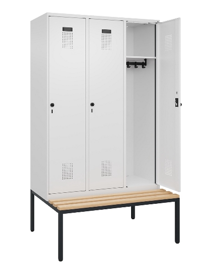 C+P Spind Evolo PLUS 0490507-32 mit Bank 3 Abt.400mm Drehriegel (HxBxT) 2120x1200x815mm 9016/3015