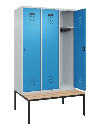 C+P Spind Evolo PLUS 0490507-32 mit Bank 3 Abt.400mm Drehriegel (HxBxT) 2120x1200x815mm 9016/3015