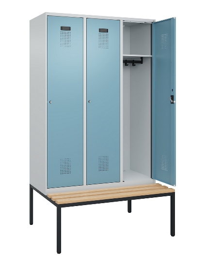 C+P Spind Evolo PLUS 0490507-32 mit Bank 3 Abt.400mm Drehriegel (HxBxT) 2120x1200x815mm 9016/3015