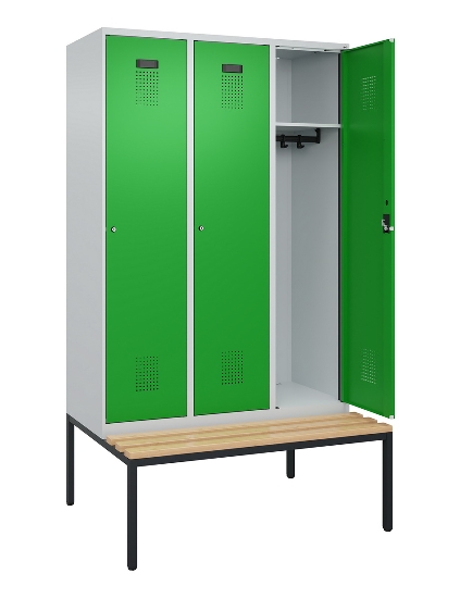 C+P Spind Evolo PLUS 0490507-32 mit Bank 3 Abt.400mm Drehriegel (HxBxT) 2120x1200x815mm 9016/3015