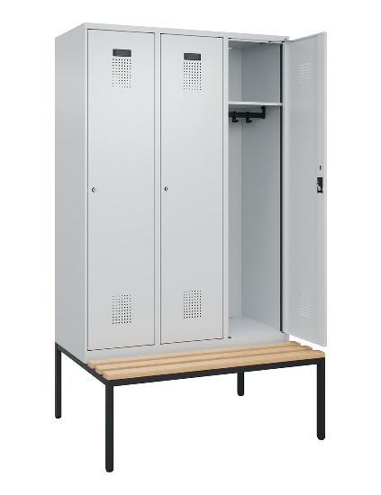 C+P Spind Evolo PLUS 0490507-32 mit Bank 3 Abt.400mm Drehriegel (HxBxT) 2120x1200x815mm 9016/3015