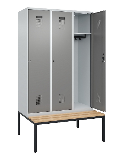 C+P Spind Evolo PLUS 0490507-32 mit Bank 3 Abt.400mm Drehriegel (HxBxT) 2120x1200x815mm 9016/3015