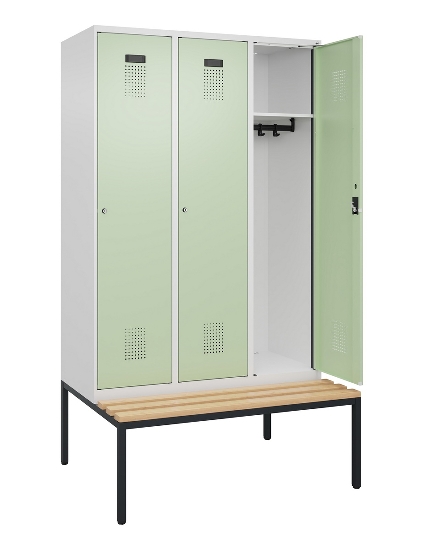 C+P Spind Evolo PLUS 0490507-32 mit Bank 3 Abt.400mm Drehriegel (HxBxT) 2120x1200x815mm 9016/3015