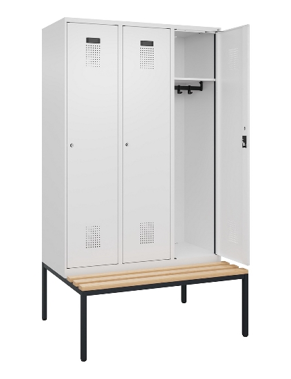 C+P Spind Evolo PLUS 0490507-32 mit Bank 3 Abt.400mm Drehriegel (HxBxT) 2120x1200x815mm 9016/3015