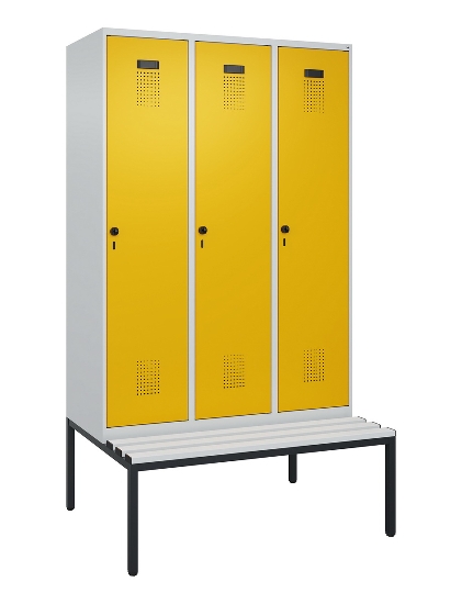 C+P Spind Evolo PLUS 0490507-12 mit Bank 1 Abt.400mm Drehriegel (HxBxT) 2120x400x815mm 7035/6011