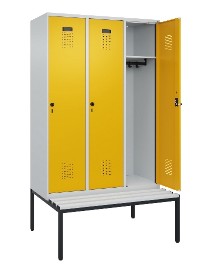 C+P Spind Evolo PLUS 0490507-12 mit Bank 1 Abt.400mm Drehriegel (HxBxT) 2120x400x815mm 7035/6011