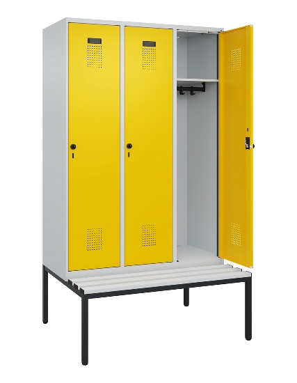 C+P Spind Evolo PLUS 0490507-12 mit Bank 1 Abt.400mm Drehriegel (HxBxT) 2120x400x815mm 7035/6011